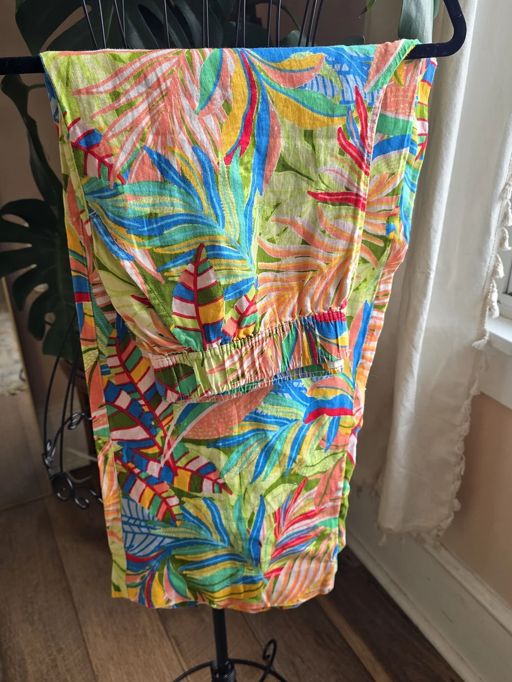 ​✨ C&C California Tropical Palm Leaf Print Wide Leg Linen Blend Pants | Large ✨
